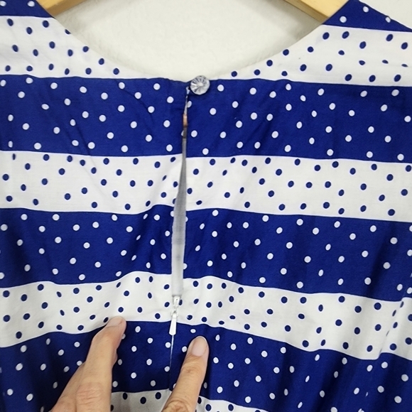 Emily And Fin Blue Polka-dot Fit & Flare Dress Size XS - Picture 9 of 12